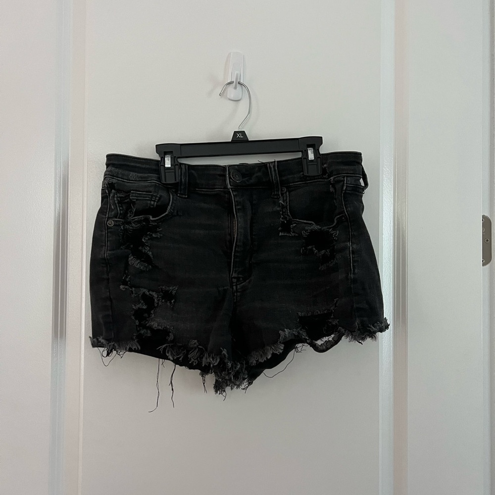 American Eagle Distressed Black Denim Shorts